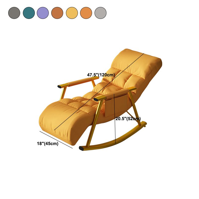 Modern Recliner Chair Solid Color Tufted Rocking Chair With Gray Frame