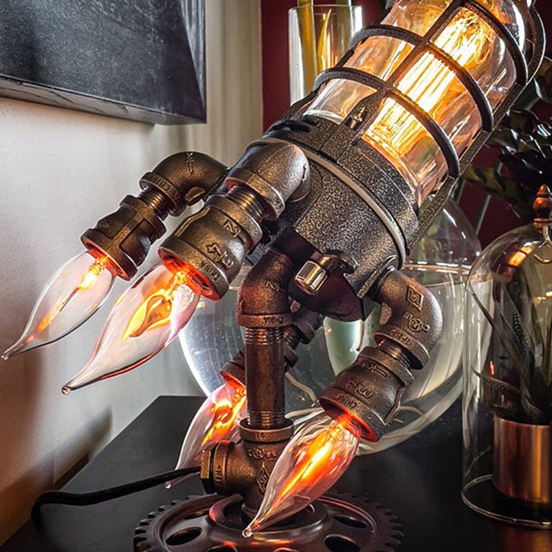 Bronzo Rocket Night Light Style Industrial Style Plastic 1 Light Afta camera da letto Lampada