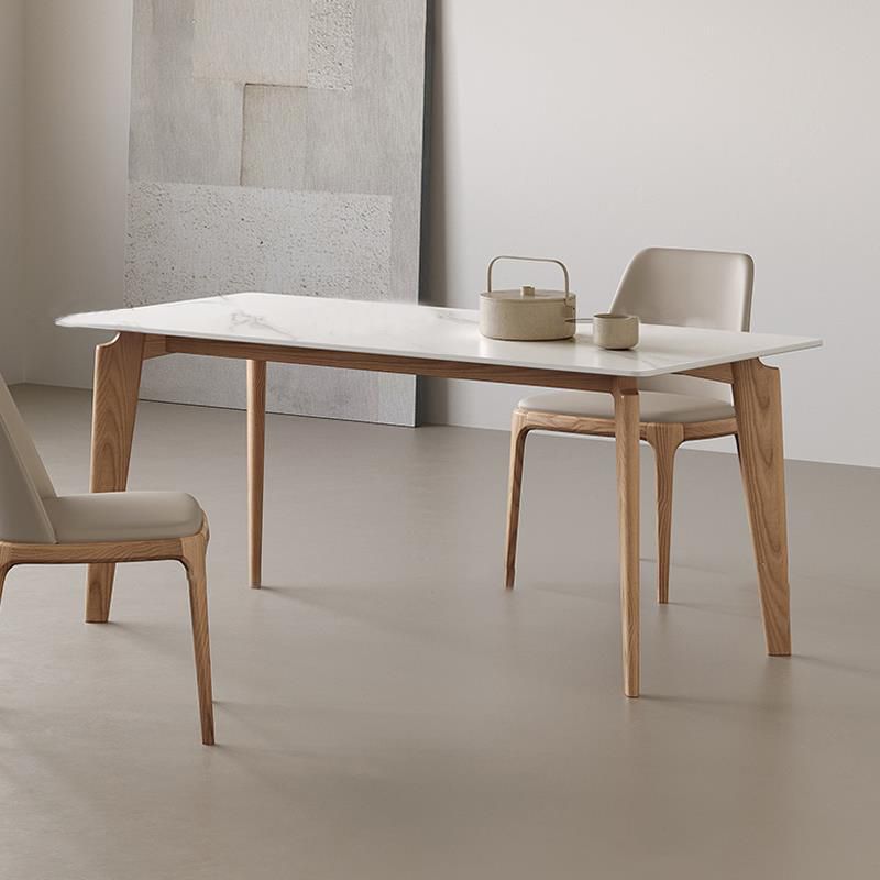 Modern Stone Top Dining Set 1/2/3/4 Pieces Dining Table Set with Leather Chairs