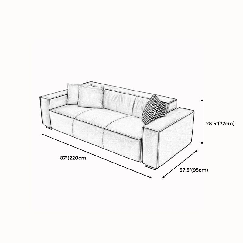 Modern Style Solid Wood Base Leather & Namib Black Rectangular Sofa