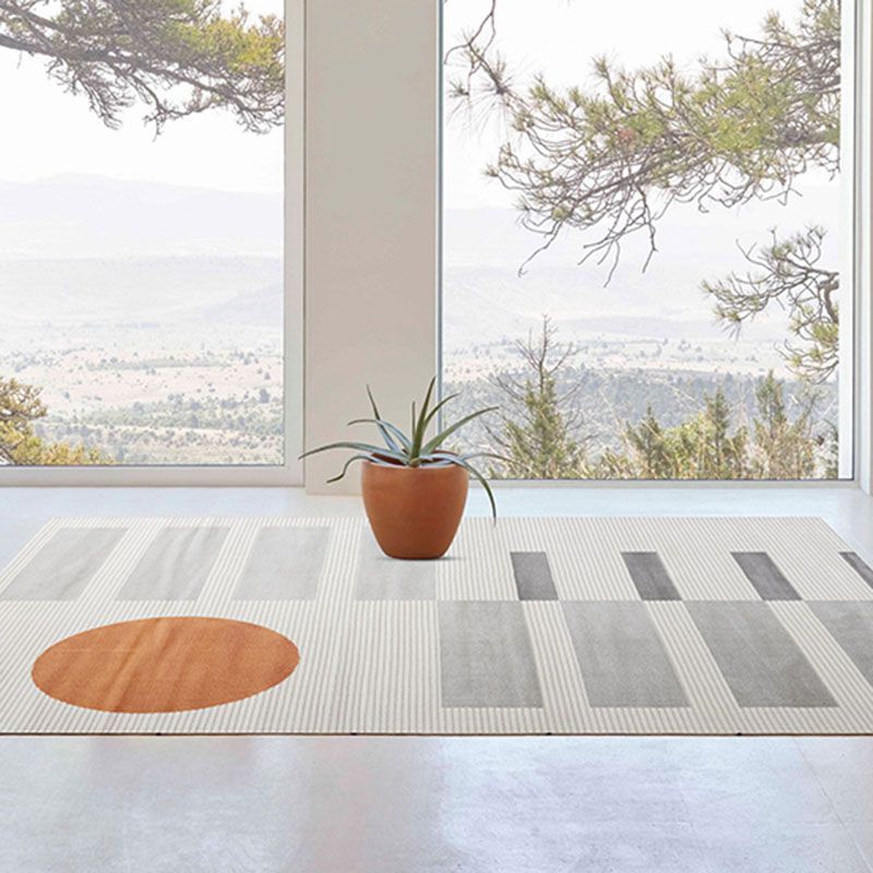 Artistic Orange Tone Carpet Modern Area Rug Polyester Stain Resistant Washable Rug for Living Room