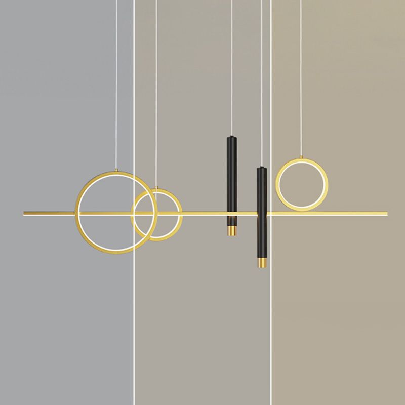 43.3" Length Minimalism LED Island Light Spotlight Design Nordic Style Aluminum Geometric Lines Hanging Light for Dining Room