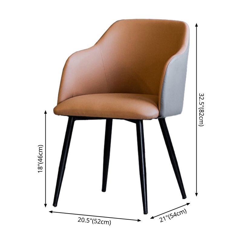 Sillón escandinavo para el hogar, silla de comedor tapizada con respaldo Parsons de metal