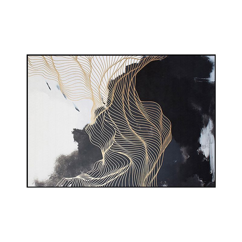 Nordic Abstract Mountain Wall Art Black Textured Surface Canvas Print for Bedroom