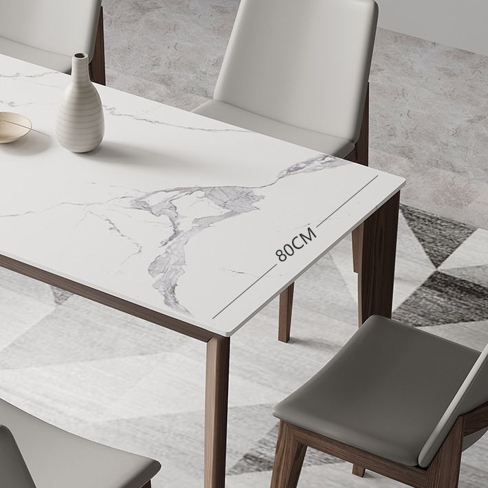 Nordic 1/2/5/7 Pieces Dining Set Sintered Stone Dining Table with Wooden Chairs