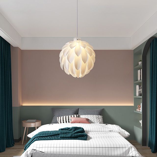 Acrylic Global Pendant Lighting Fixture Modern Style White Hanging Ceiling Light