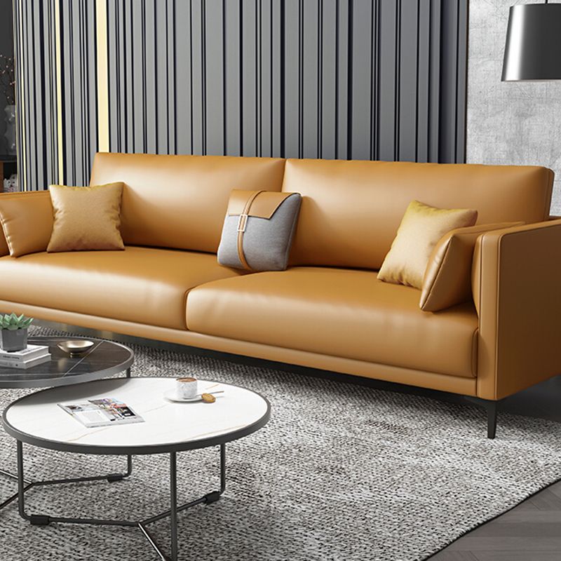 Living Room Cushions Stain Resistant Faux Leather Square Arm Sofa
