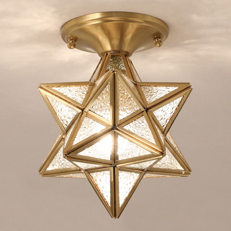 Star Shape Glass Ceiling Light Vintage Aisle Semi Mount Ceiling Lighting