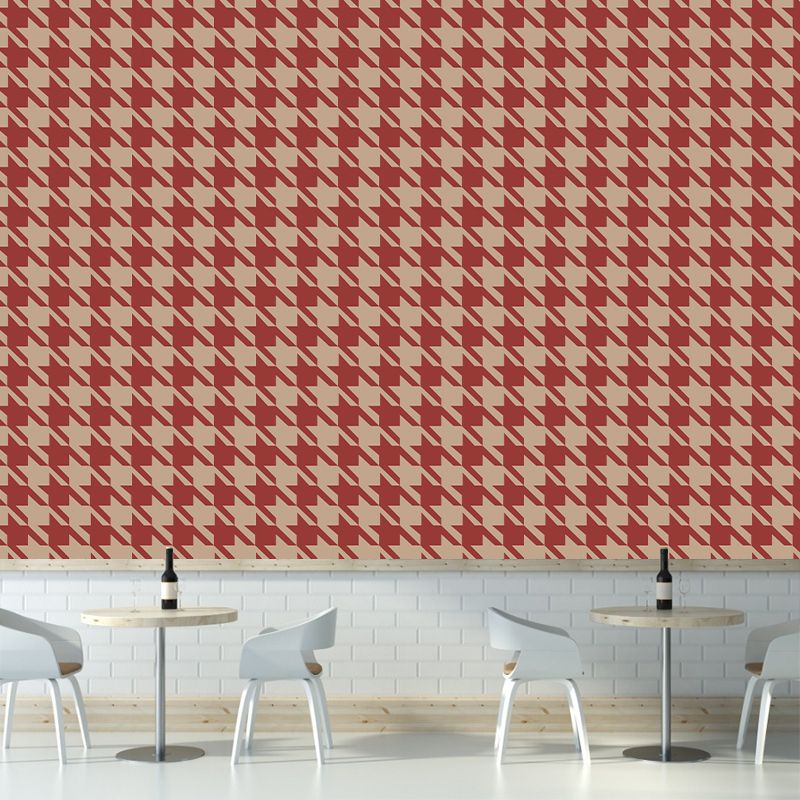 Houndstooth Wall Mural Modern Style Mildew ResistantDecorative Dining Room Wall Art