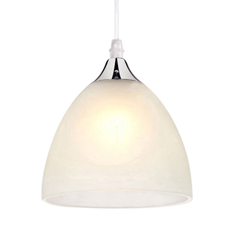 1 éclairage pendentif de cuisine léger avec dôme en verre blanc ombre moderniste nickel suspendu plafonnier lampe à plafond