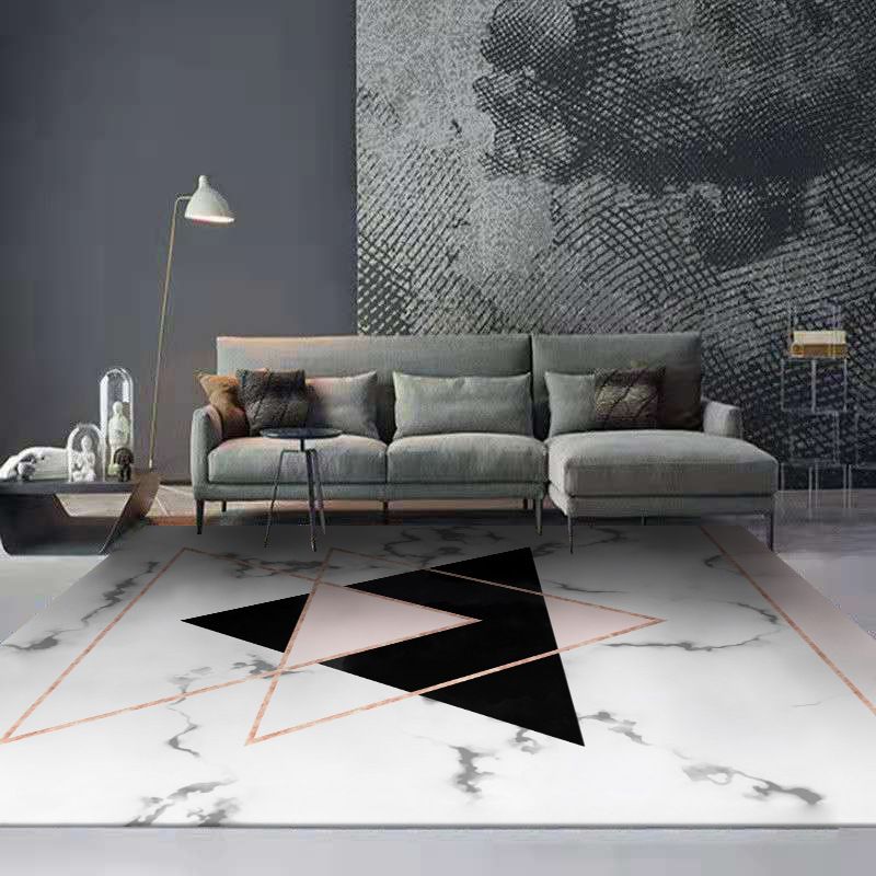 Dunkelgrau moderner Teppich Polyester abstrakter Farbstück Teppich Waschbar Teppich für Wohnzimmer