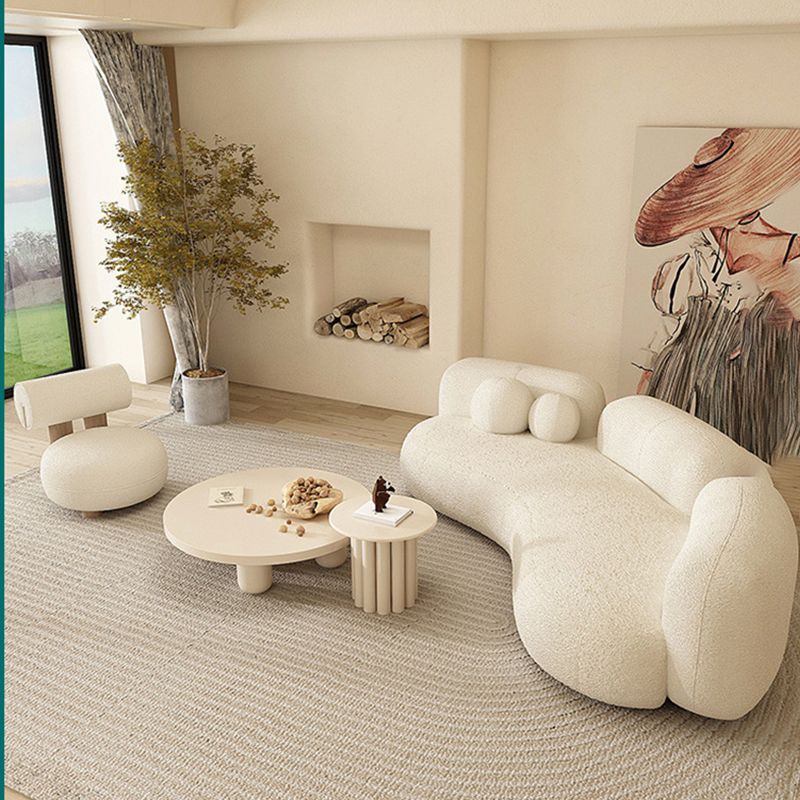 Wool Contemporary Curved Sofa Recessed Arm Sofa for Living Room, Apartment