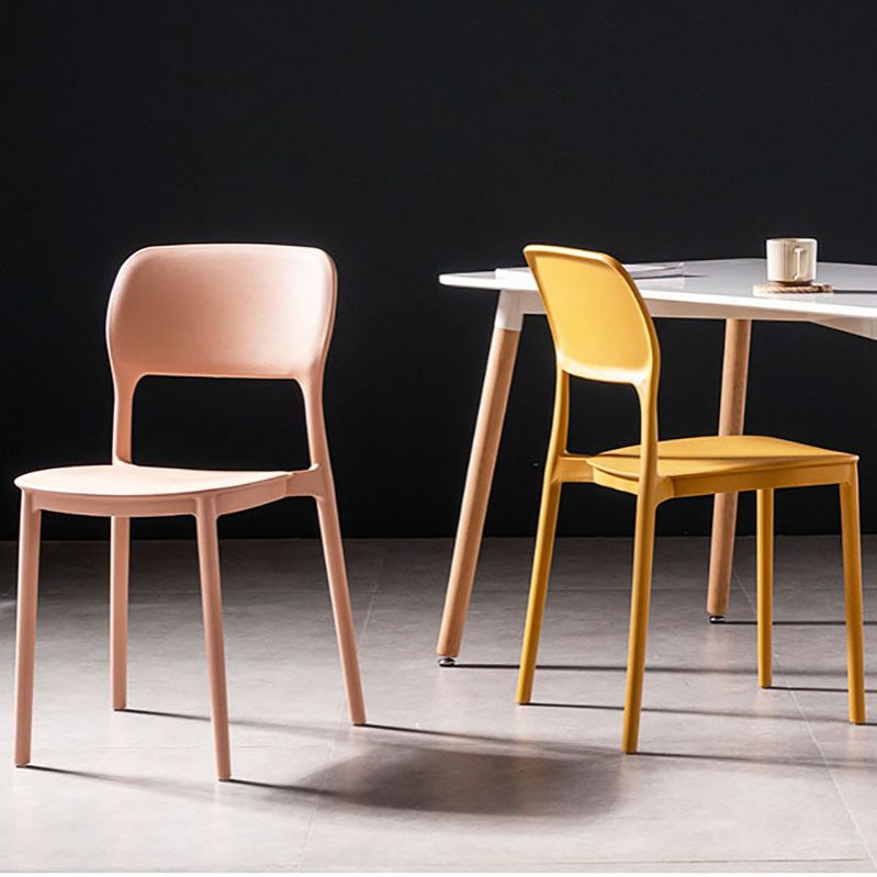 Silla de cocina de estilo contemporáneo, silla lateral de comedor con respaldo abierto sin brazos de plástico