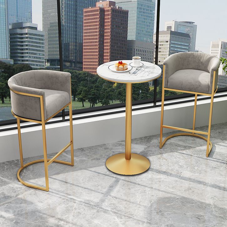 Upholstered Dining Stools Low Back Bar Stools with Metal Base