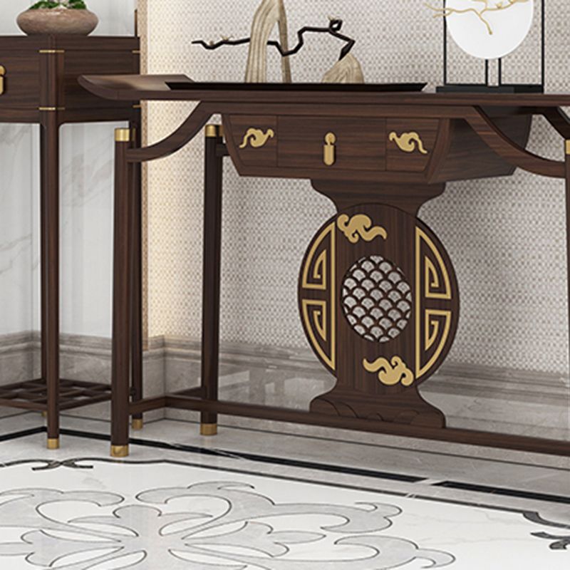 Rectangle Contemporary Console Table Wooden Console Sofa Table in Brown