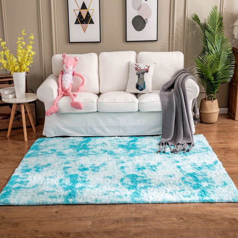 Sky Blue Modern Rug Polyester Gradient Rug Washable Rug for Home Decor