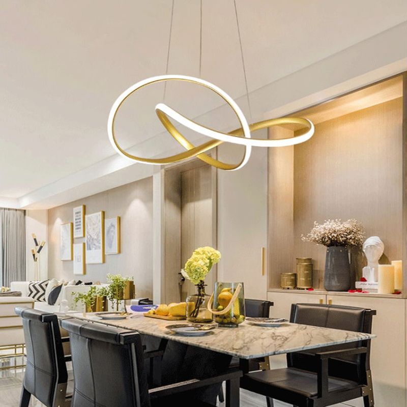 Modern Metal Chandelier Light Fixtures Spiral 1-Light Suspension Pendant Lamps