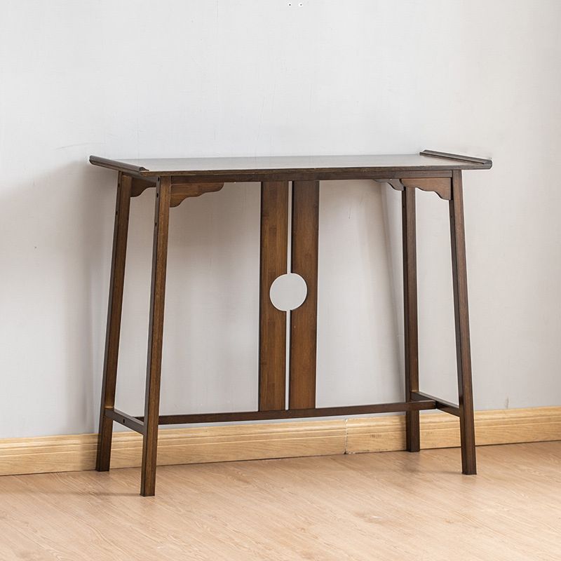 Mid-Century Modern Console Table Dark Brown Solid Wood Rectangle Console Table