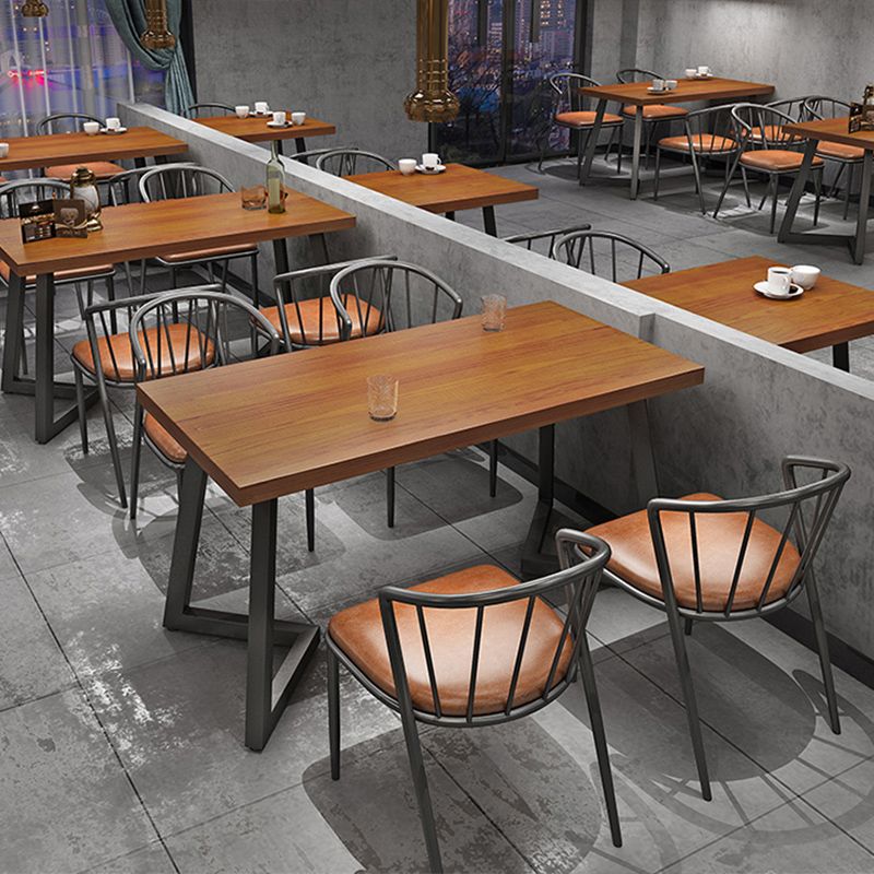 Industrial Dining Set 1/3/5 Pcs Solid Wood Top Dining Table with Upholstered Chairs