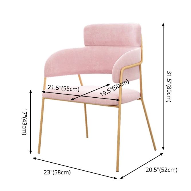 Chaise d'appoint de salle à manger de style Glam en métal, chaise d'appoint à dossier ouvert de 23'' de large