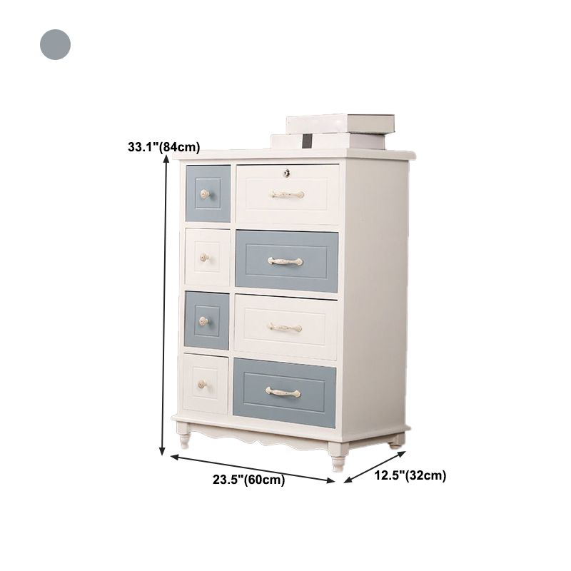 Modern Style Storage Chest Vertical Wood White Storage Chest Dresser with Drawers