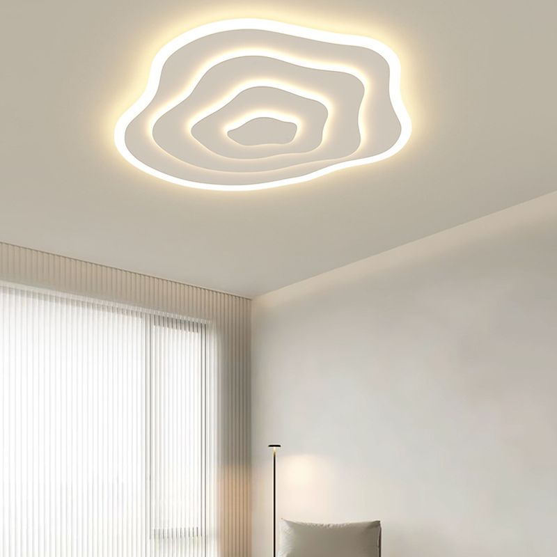 Single White Modern LED Flush Mount Lighting Unique Ceiling Light for Bedroom