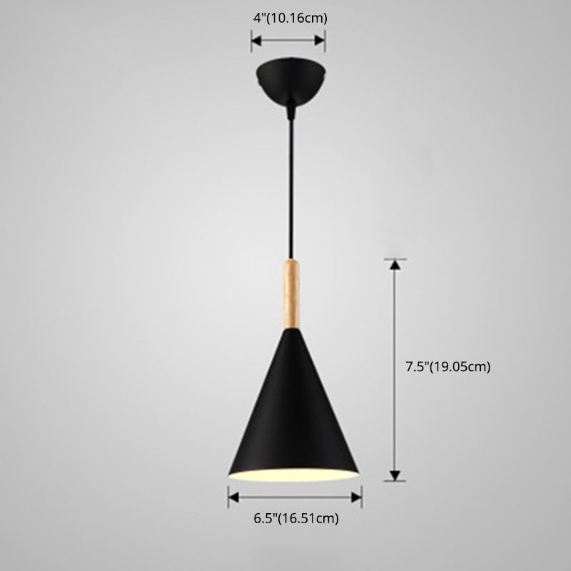 6.3 Inches Wide Mini Pendant Lamp with Metal Cone Shade Nordic Macaroon Style 1-light Hanging Light