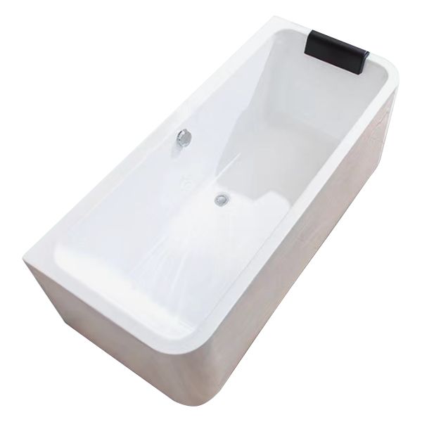 Back to Wall Soaking Bathtub Modern Rectangular Antique Finish Tub