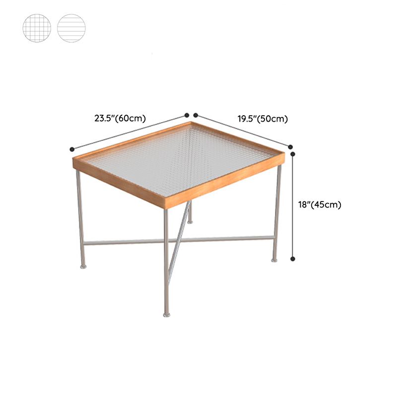 Modern Cross Legs End Slide Table Clear Tray Top Corner Table
