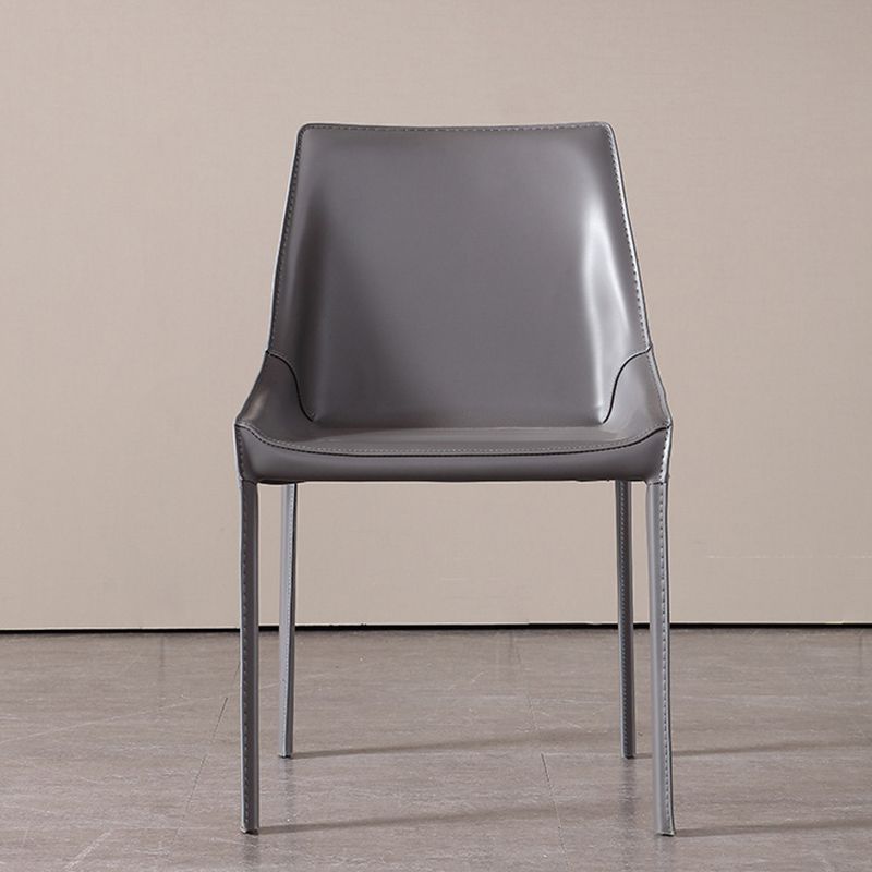 Contemporary Metal Dining Room Chair Arm Leather Side Chair for Dining Room