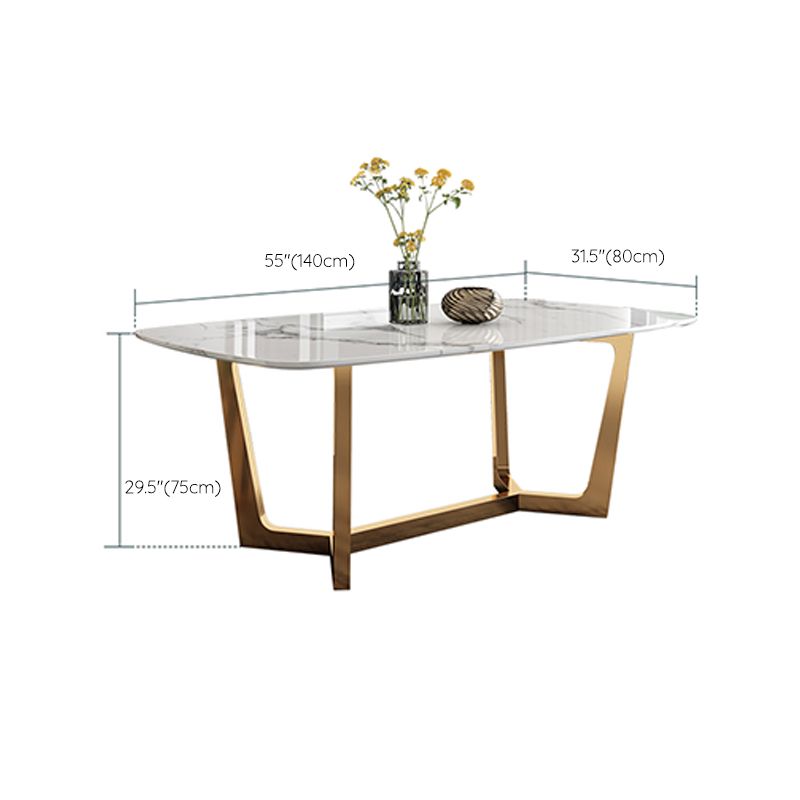 Glam Dining Faux Marble Table Rectangle Table with Metal Legs for Kitchen