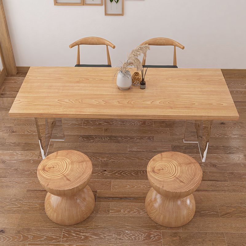 Moderne dennen vaste houten tafel rechthoek eettafel met acryl dubbel voetstuk voor restaurant