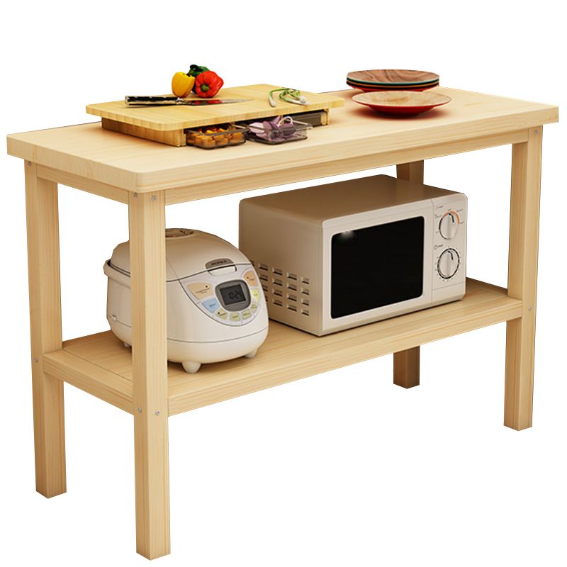 Modern Natural Finish Pine Wood Kitchen Island Table for Home