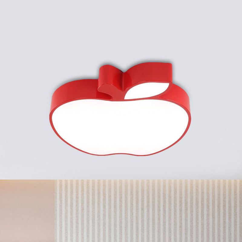Kids LED Flush Mount Lamp with Acrylic Shade Red/Yellow/Blue Apple Flush Ceiling Light Fixture