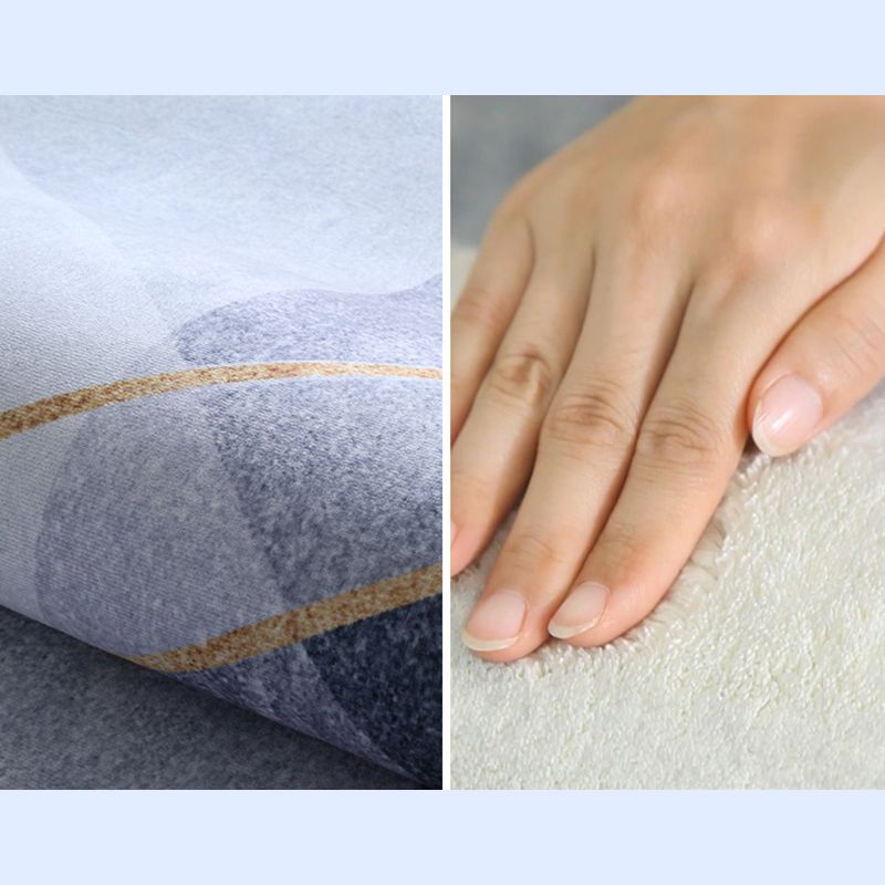 Stylish Grey Area Rug Modern Polyester Color Block Area Carpet Anti-Slip Rug for Living Room