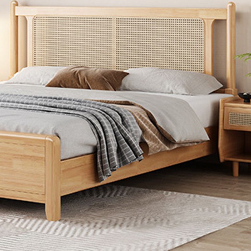 Solid Wood Standard Bed Solid Color Tropical Panel Bed With Custom Gold Legs