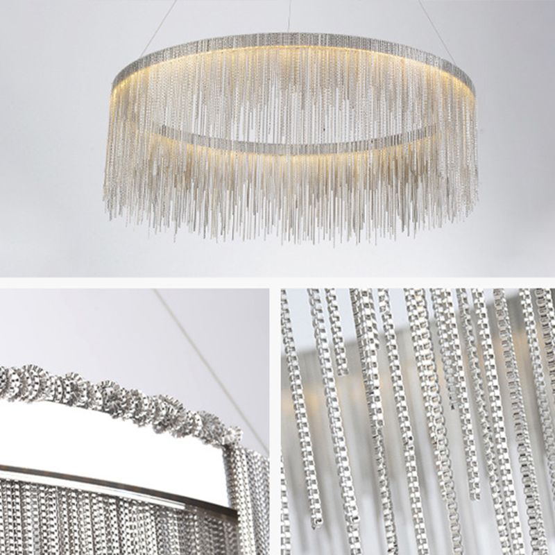 Round Aluminium Hanging Ceiling Pendant Fixtures 1-Light Modern Style Led Pendant Lamp