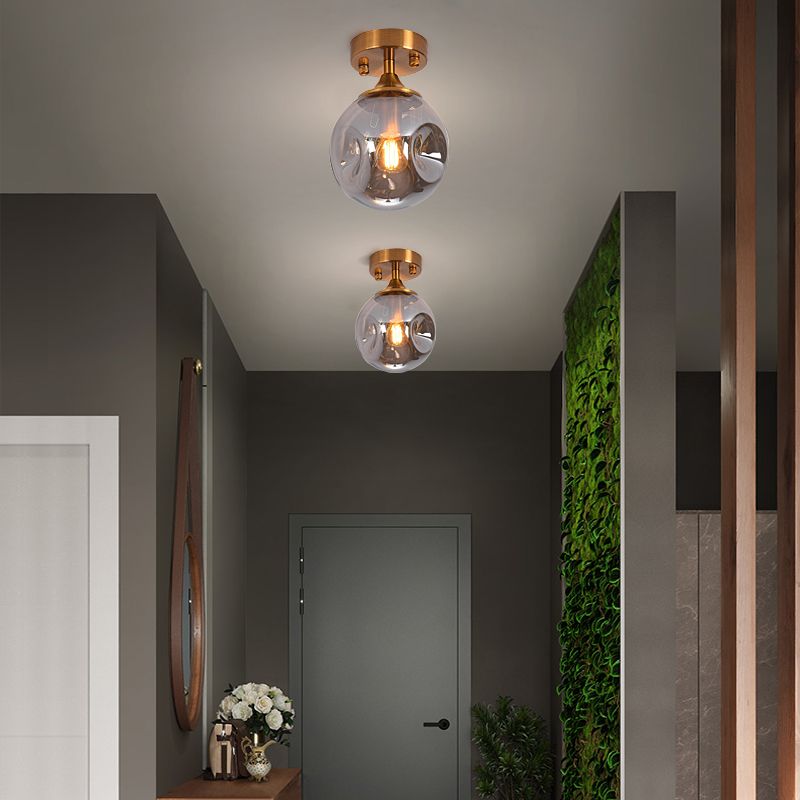 Glass Ball Shape Flush Mount Light Modern 1-Light Flush Mount Ceiling Fixture