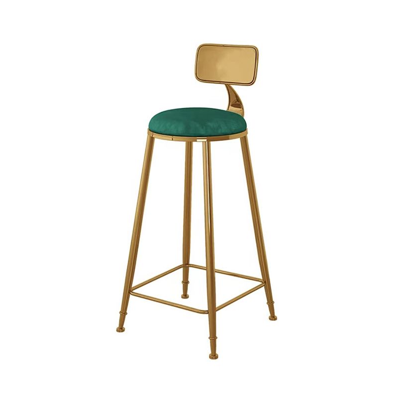 Glam Metal Barstool Fabric Counter Stool with Gold Legs in Matte Finish