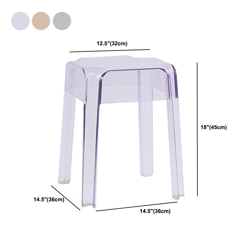 Modern Squared Counter Chair Plastic Backless Indoor Counter-height Stool
