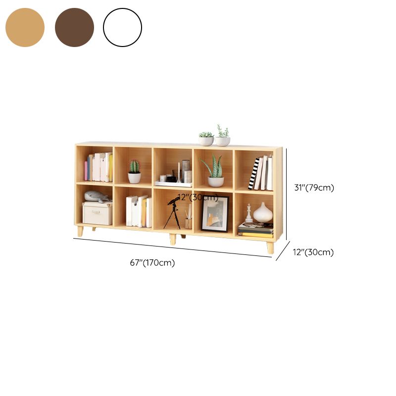 Natural Wooden Bookcase Standard Contemporary Bookshelf with Shelves