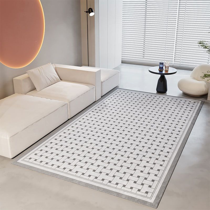 Fancy Geometric Pattern Rug Brown Modern Carpet Polyester Non-Slip Backing Rug for Home Decor