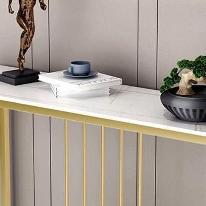 Rectangle Glam Console Accent Table Antique Finish Console Table in Stone