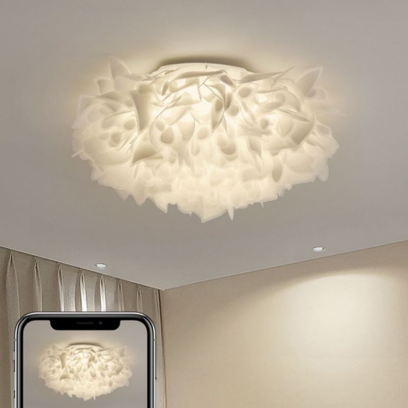 LED Modern Metal Flush Mount Geometric Shape Ceiling Light with PVC Shade for Bedroom