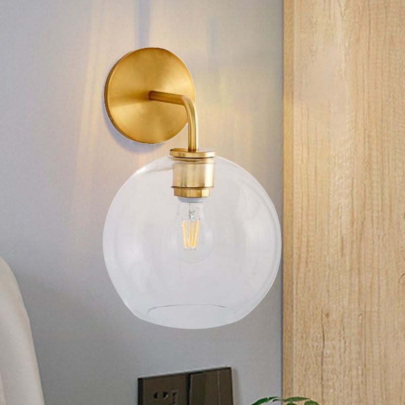 Application d'orbe en verre transparent / blanc Poste d'écran de mur d'éclairage simple moderne avec bras en laiton