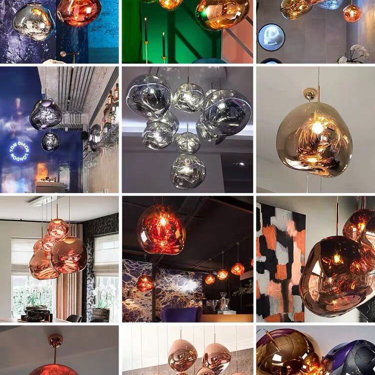 Elektroplating spiegelglas lava hangend licht 1-licht creatieve hangende hanglamp voor slaapkamer