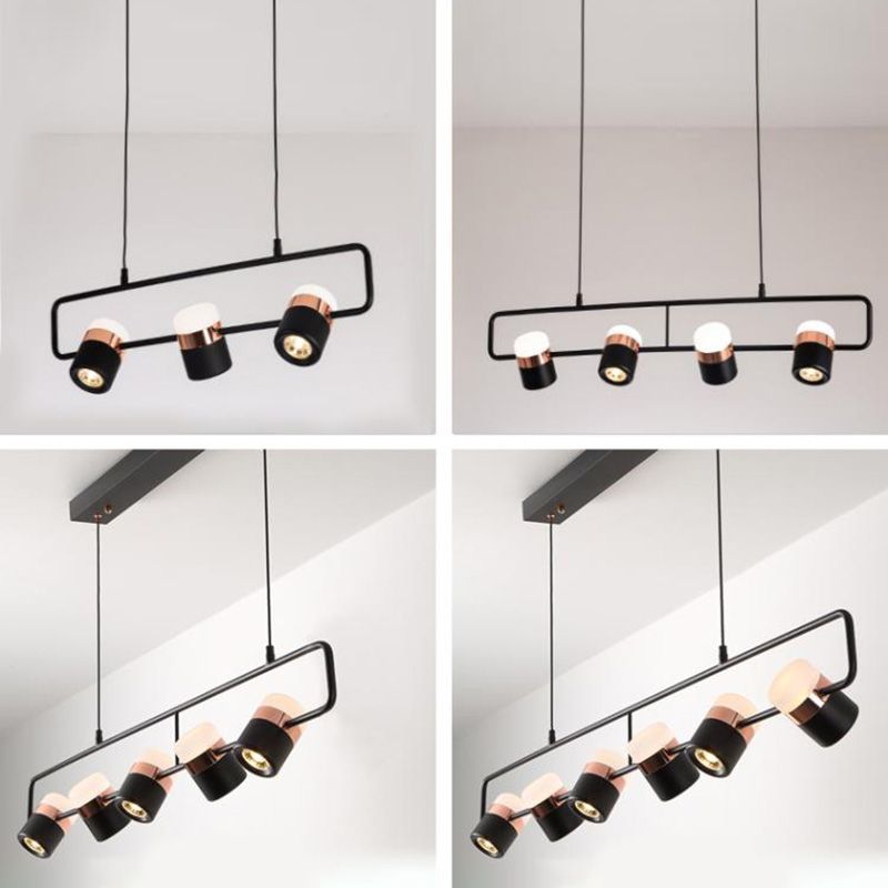 Lampade cilindriche dell'isola moderna lampada lampadario per l'isola multi-testa con ombra acrilica