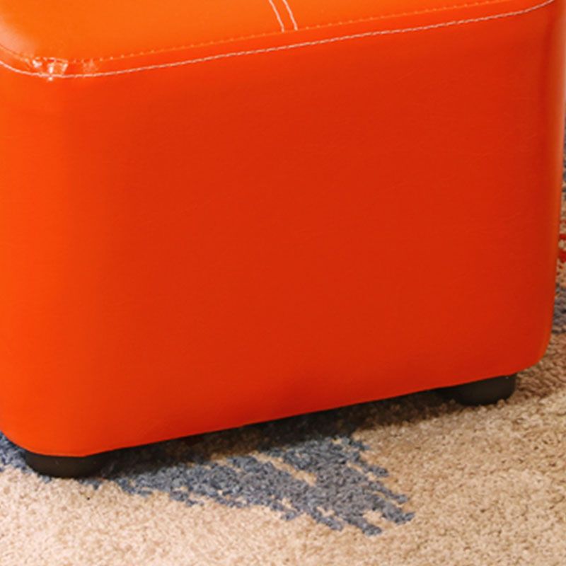 Contemporary Rectangle Shape Ottoman Faux Leather Standard with Tufted