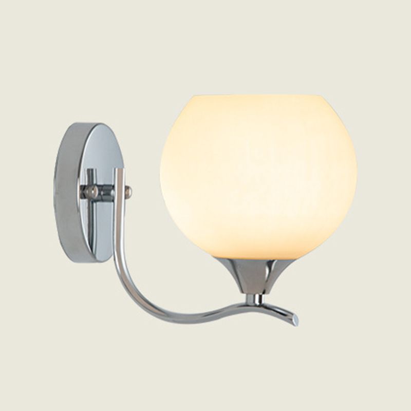 White Modern Metal Wall Sconce Geometric Shape Wall Light with Glass Shade for Living Room