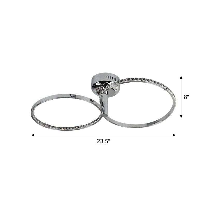 Monte metálico Semi-Flush Style Modern Style LED Montado accesorio en acero inoxidable, luz cálida